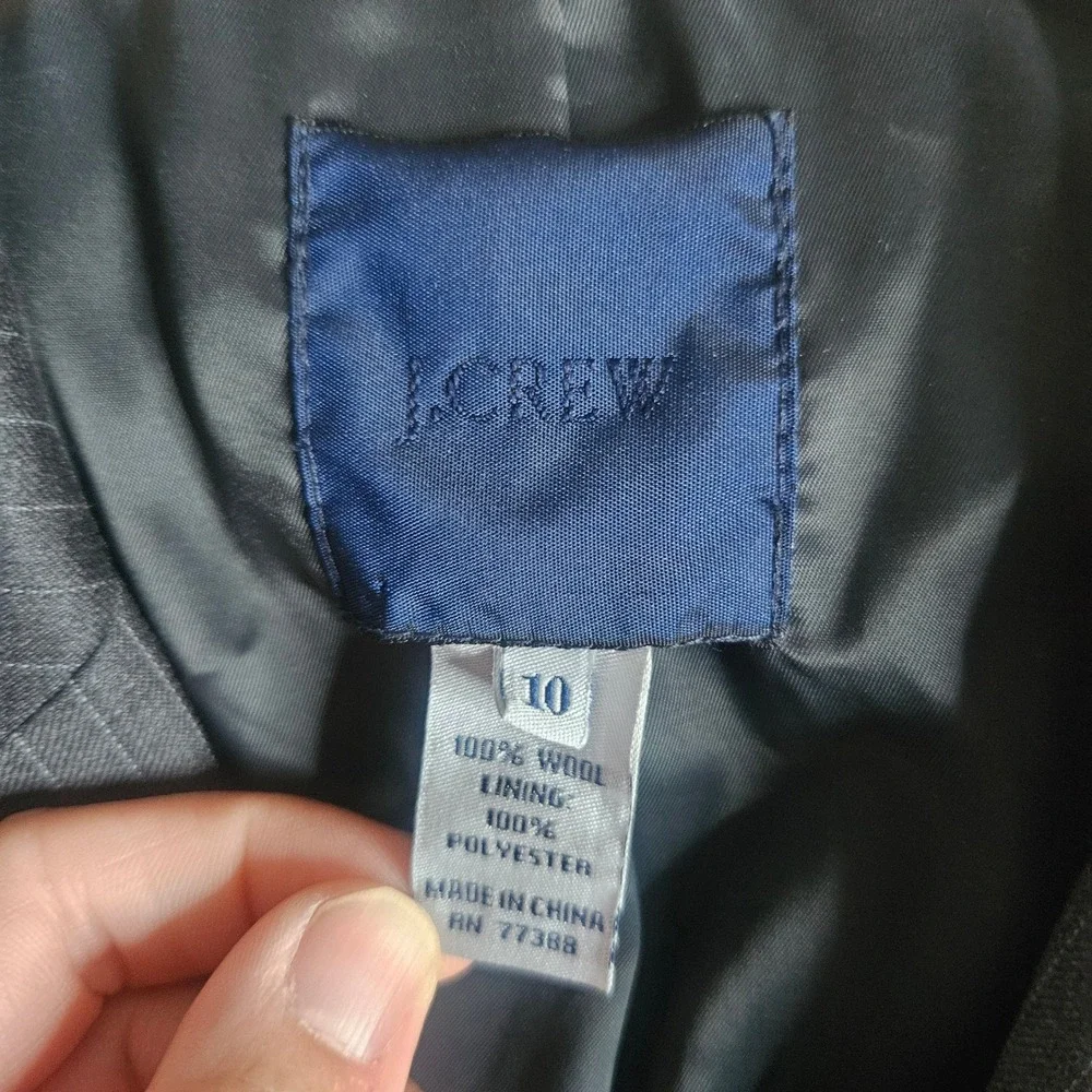 J.Crew Womens 100% Wool Super 120s Pinstripe Blazer Charcoal Gray Size 10 2009